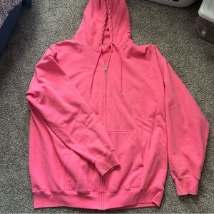 Vibrant Pink Zip-Up Hoodie